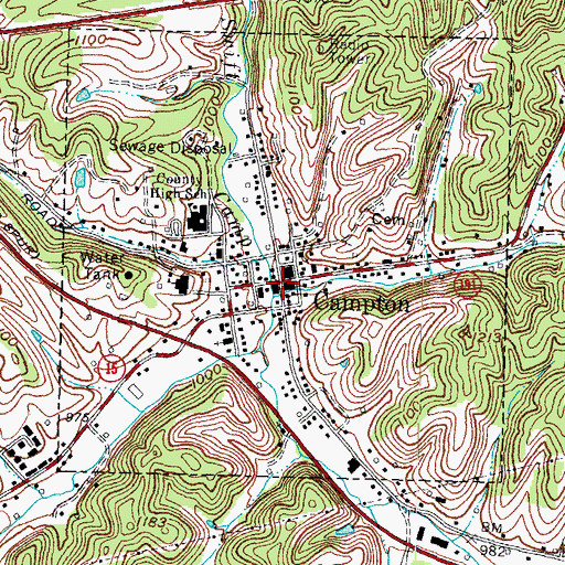 Topographic Map of Campton, KY