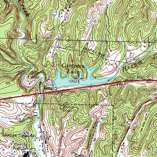 Topographic Map of Campton Lake, KY