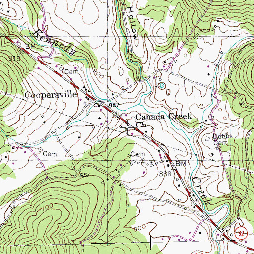 Topographic Map of Canada Creek Baptist Church, KY