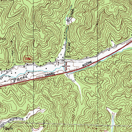 Topographic Map of Cane Branch, KY