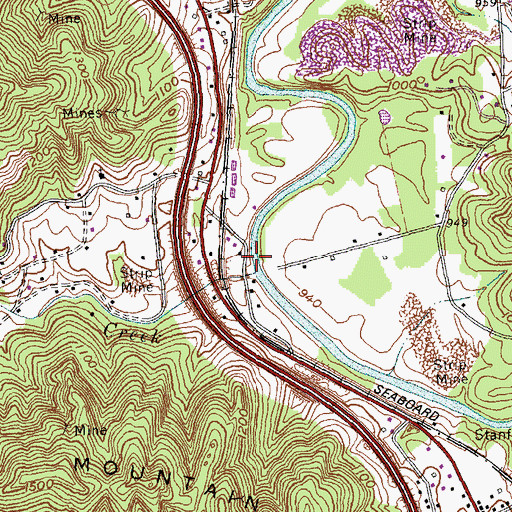 Topographic Map of Cane Creek, KY