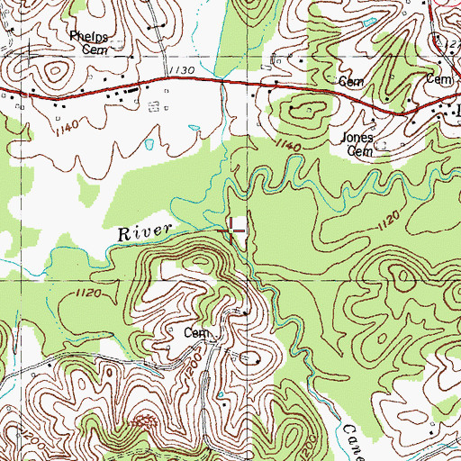 Topographic Map of Cane Creek, KY