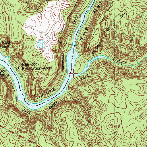Topographic Map of Cane Creek, KY