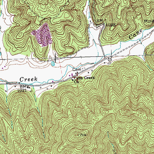 Topographic Map of Cane Creek Church, KY