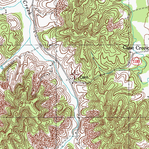 Topographic Map of Cane Creek School, KY