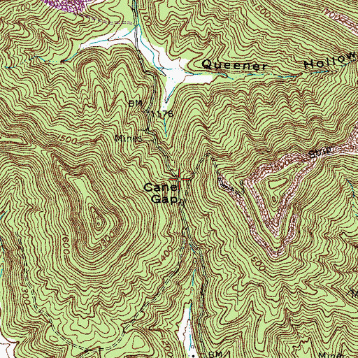 Topographic Map of Cane Gap, KY
