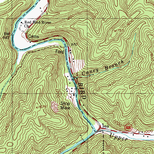 Topographic Map of Caney Branch, KY