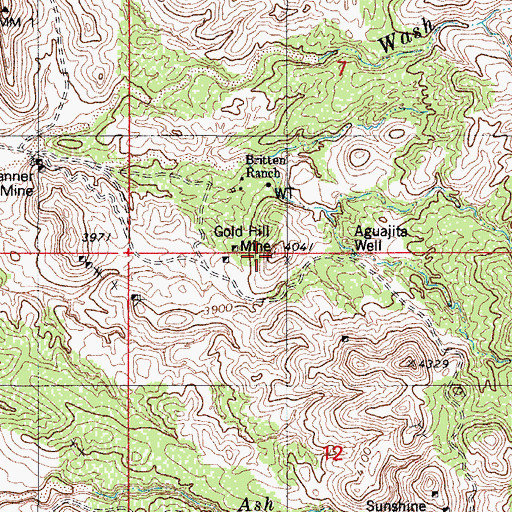 Topographic Map of Gold Hill Mine, AZ