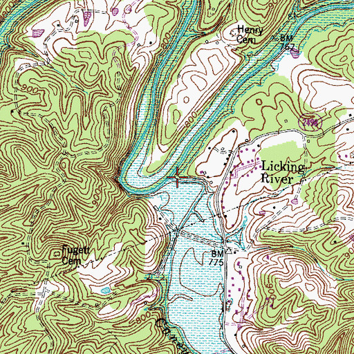 Topographic Map of Caney Creek, KY