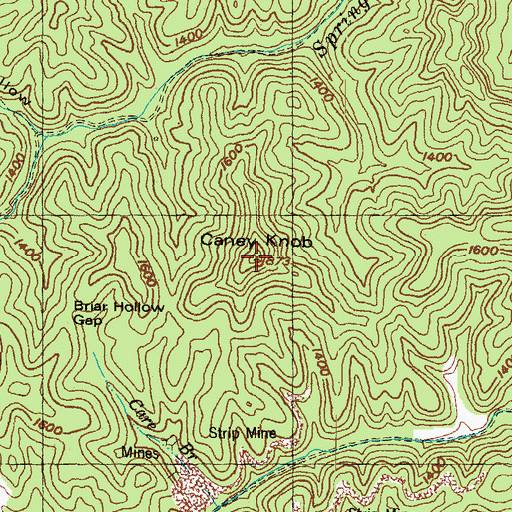 Topographic Map of Caney Knob, KY