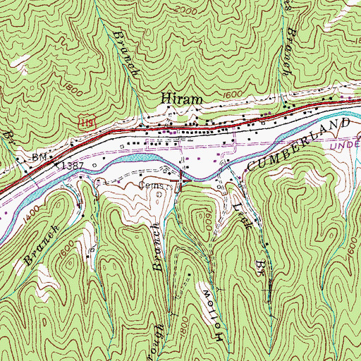 Topographic Map of Canoe Hollow, KY
