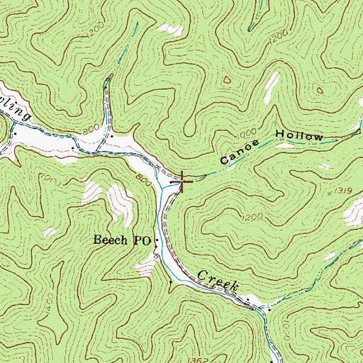 Topographic Map of Canoe Hollow, KY