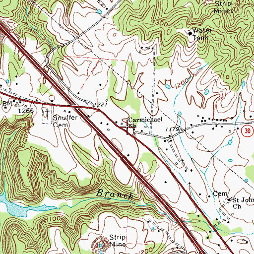 Topographic Map of Carmichael Community Pentecostal Church, KY