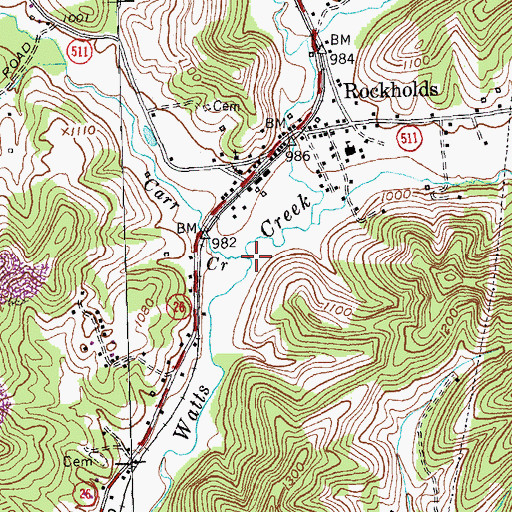 Topographic Map of Carr Creek, KY