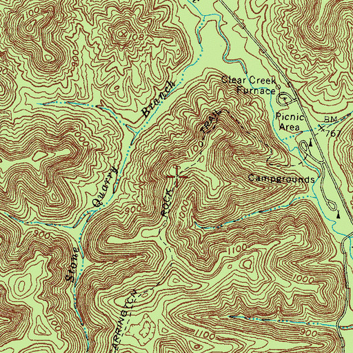 Topographic Map of Carrington Rock Trail, KY