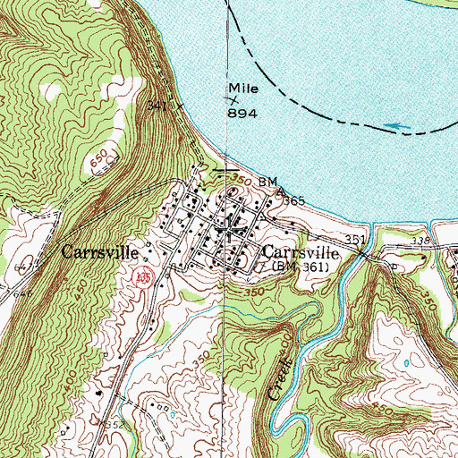 Topographic Map of Carrsville, KY