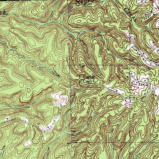 Topographic Map of Carter Cemetery, KY