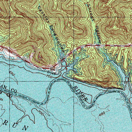 Topographic Map of Cassidy Ford Hollow, KY