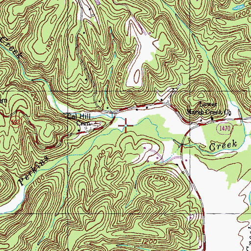 Topographic Map of Cal Creek, KY