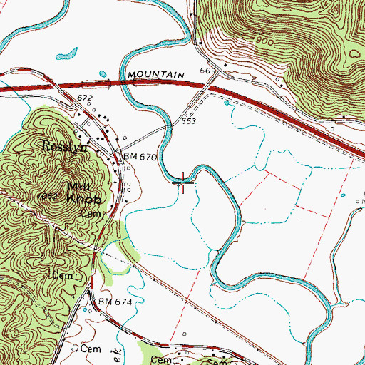 Topographic Map of Cat Creek, KY