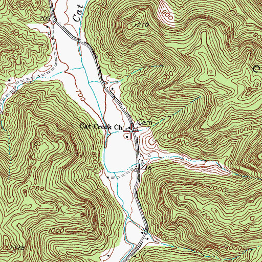 Topographic Map of Cat Creek Church, KY