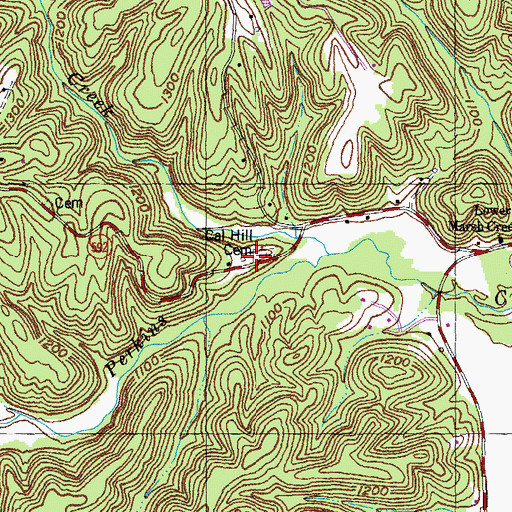 Topographic Map of Cal Hill Cemetery, KY