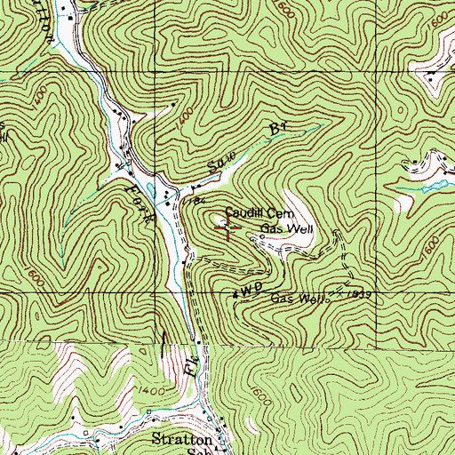 Topographic Map of Caudill Cemetery, KY