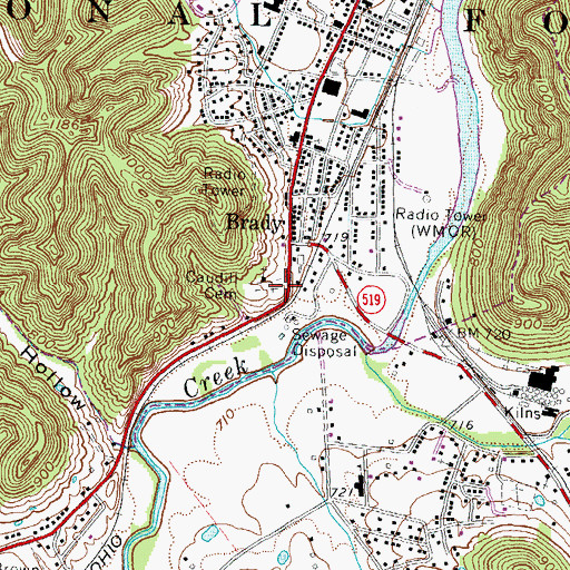 Topographic Map of Caudill Cemetery, KY