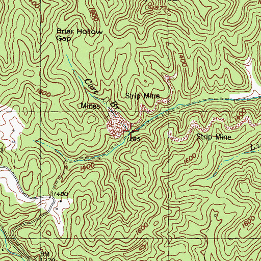 Topographic Map of Cave Branch, KY