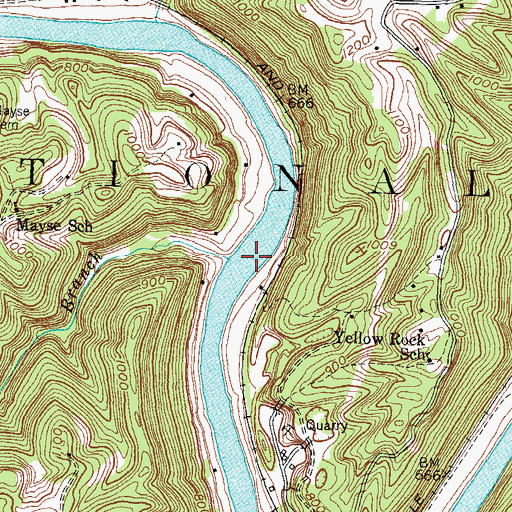 Topographic Map of Cave Branch, KY