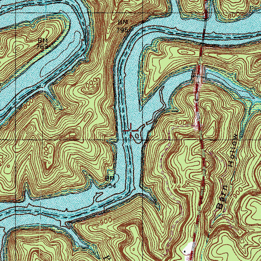 Topographic Map of Cave Branch, KY