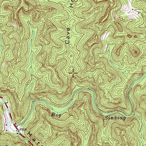Topographic Map of Cave Hollow, KY