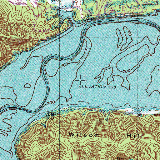 Topographic Map of Cave Run Lake, KY