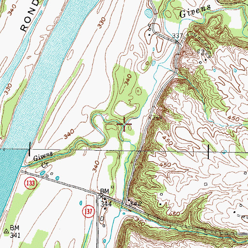 Topographic Map of Cave Spring Branch, KY