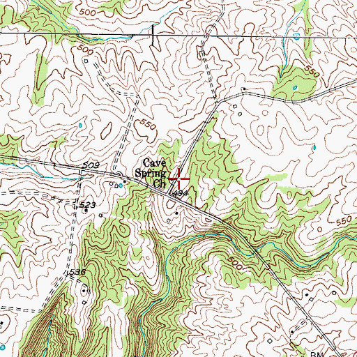 Topographic Map of Cave Spring Church, KY