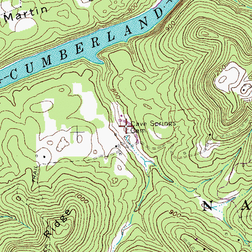 Topographic Map of Cave Springs Cemetery, KY