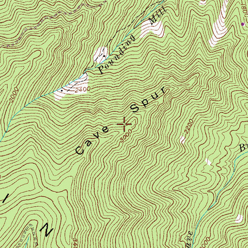 Topographic Map of Cave Spur Ridge, KY