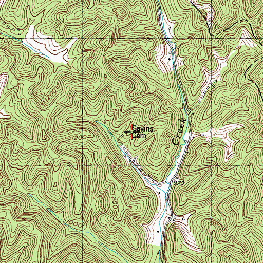 Topographic Map of Cavins Cemetery, KY