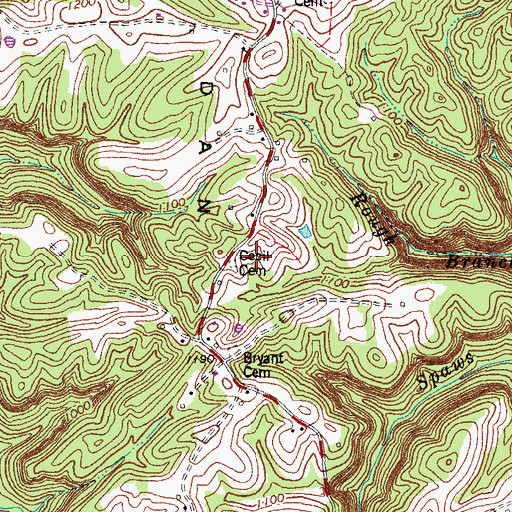 Topographic Map of Cecil Cemetery, KY