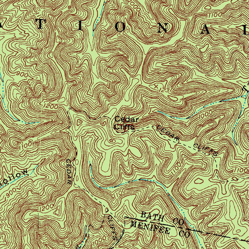 Topographic Map of Cedar Cliffs, KY