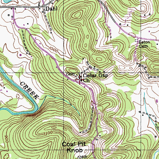 Topographic Map of Cedar Gap Church, KY