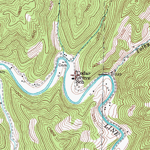 Topographic Map of Cedar Grove School, KY