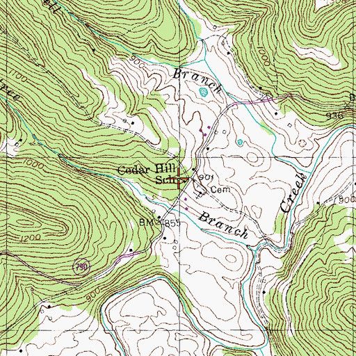 Topographic Map of Cedar Hill School, KY