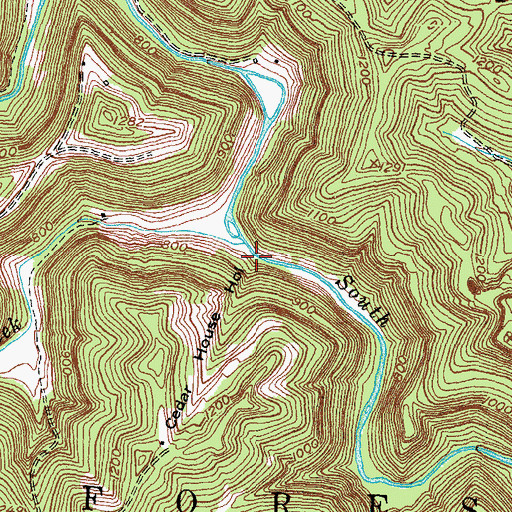 Topographic Map of Cedar House Hollow, KY