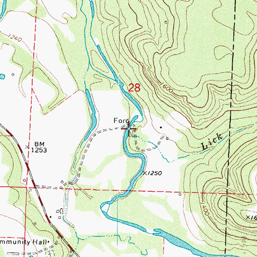 Topographic Map of Lick Branch, AR