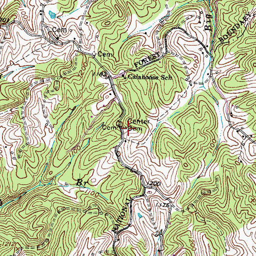 Topographic Map of Center Cemetery, KY
