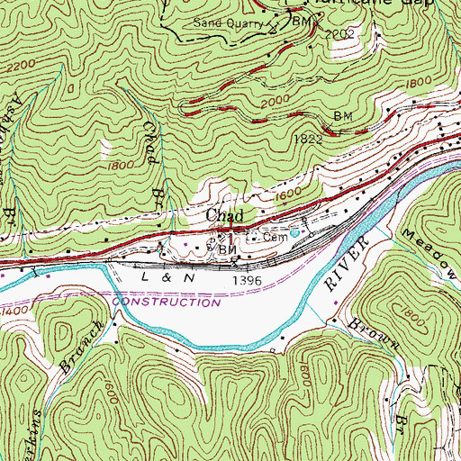 Topographic Map of Chad, KY