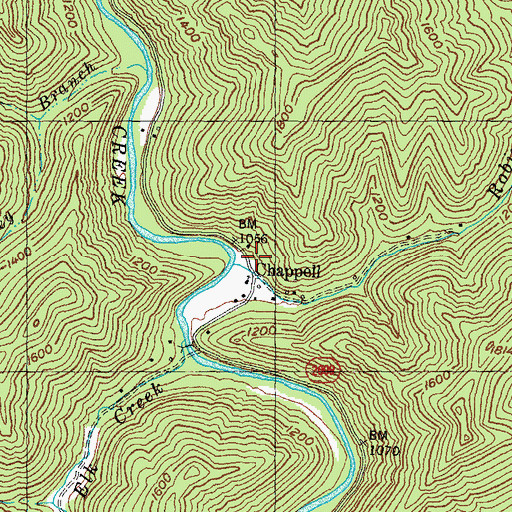 Topographic Map of Chappell, KY