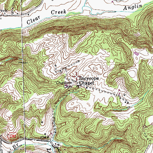 Topographic Map of Chastine Cemetery, KY