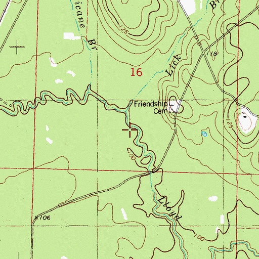 Topographic Map of Lick Branch, AR